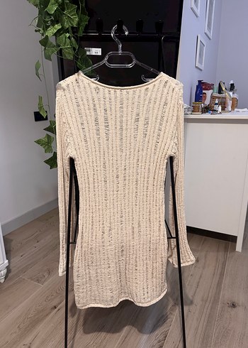 H&M Bej Bohem Salaş Örme Kadın elbise - Görsel 5