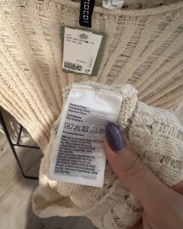 H&M Bej Bohem Salaş Örme Kadın elbise - Görsel 4