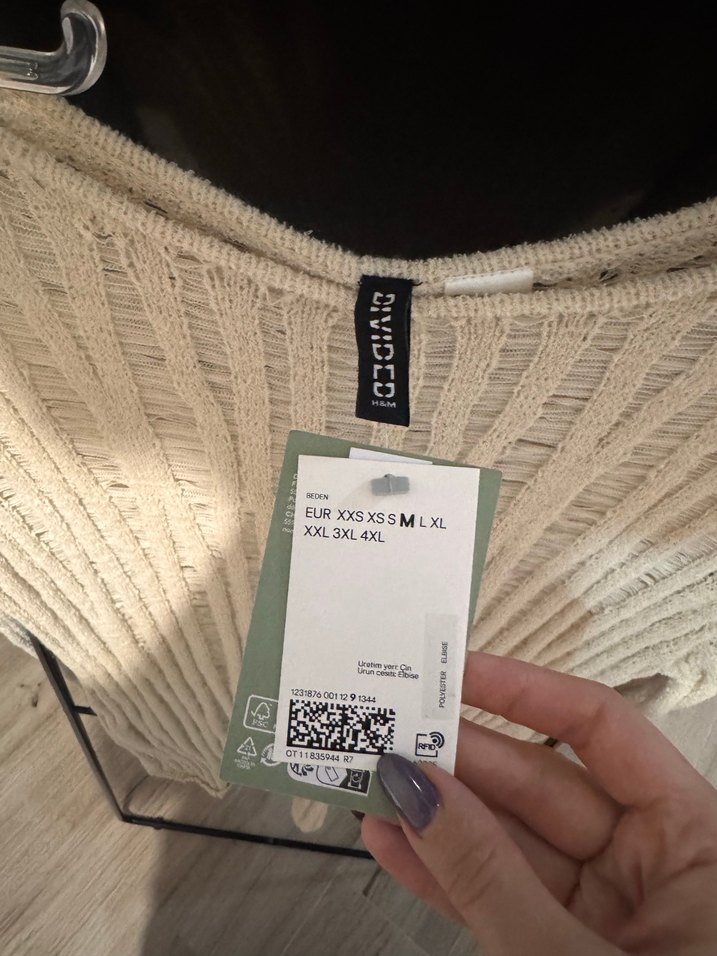 H&M Bej Bohem Salaş Örme Kadın elbise - Görsel 2