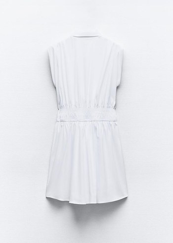 Zara Beyaz Mini Kolsuz Elbise - Görsel 7