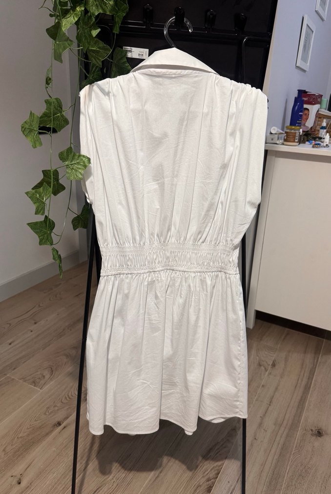 Zara Beyaz Mini Kolsuz Elbise - Görsel 5