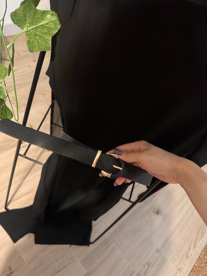 Zara Siyah Kemerli Uzun Kadın Elbise - Görsel 4