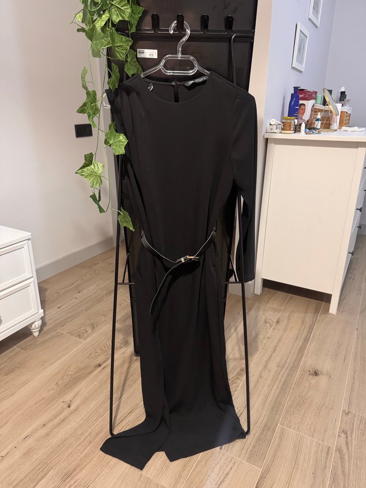 Zara Siyah Kemerli Uzun Kadın Elbise - Görsel 2