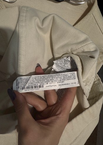 Zara Bej Düğmeli Uzun Kollu Keten Ceket - Görsel 3