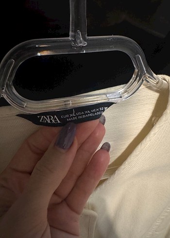 Zara Bej Düğmeli Uzun Kollu Keten Ceket - Görsel 2