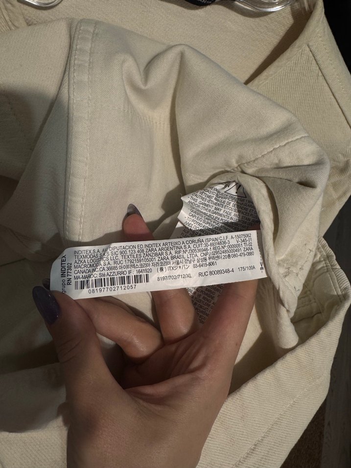 Zara Bej Düğmeli Uzun Kollu Keten Ceket - Görsel 3