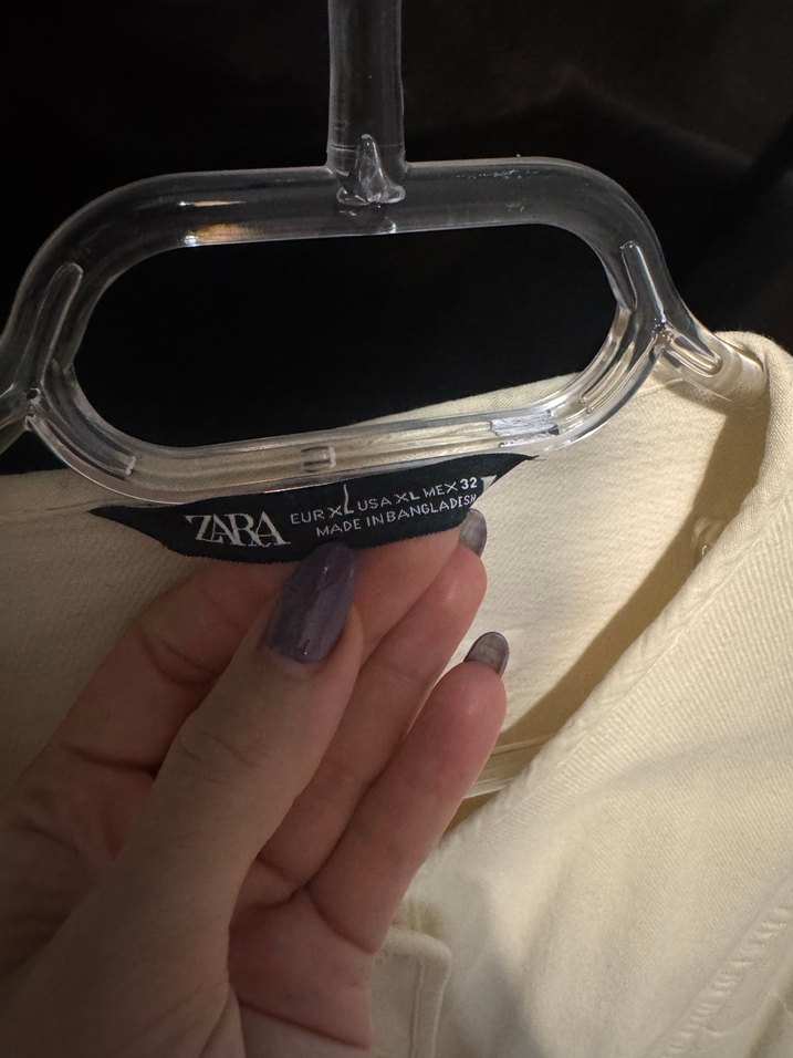 Zara Bej Düğmeli Uzun Kollu Keten Ceket - Görsel 2