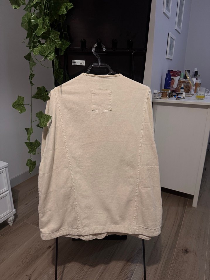 Zara Bej Düğmeli Uzun Kollu Keten Ceket - Görsel 4