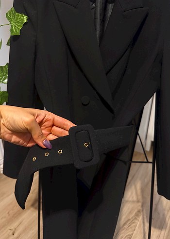 Zara Kemerli Siyah Kadın Blazer - Görsel 3