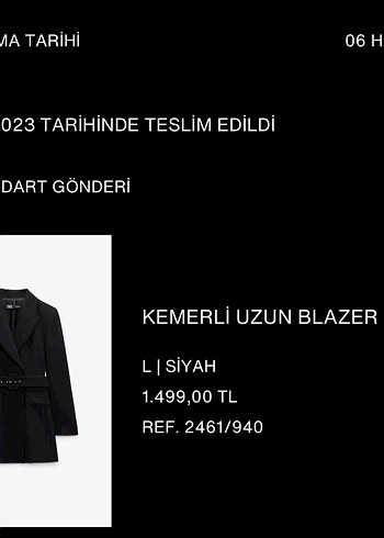 Zara Kemerli Siyah Kadın Blazer - Görsel 7