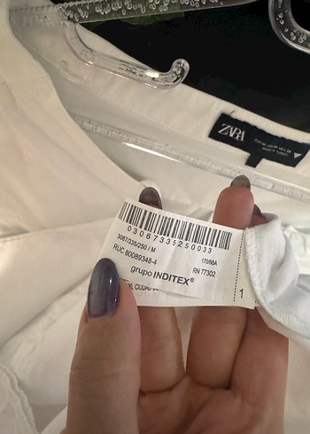 Zara Düğmeli V Yakalı Beyaz Kadın Gömlek Elbise - Görsel 4