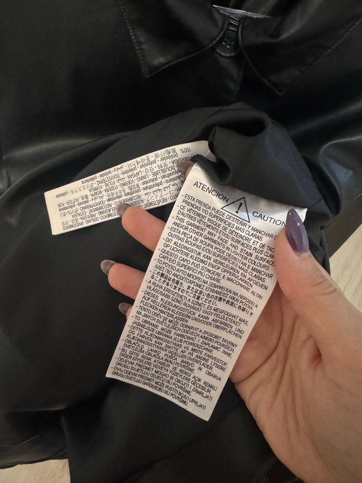 Zara Siyah Deri Kemerli Uzun Kadın Ceket - Görsel 5