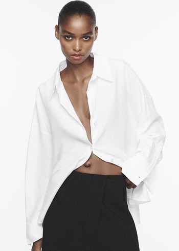 Zara BeyazBasic Kadın Gömlek - Görsel 6