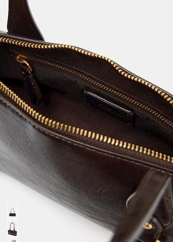 Zara Kahverengi Deri Kadın Omuz Çantası - Görsel 9