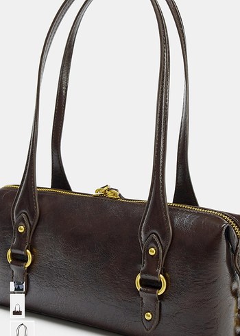 Zara Kahverengi Deri Kadın Omuz Çantası - Görsel 7