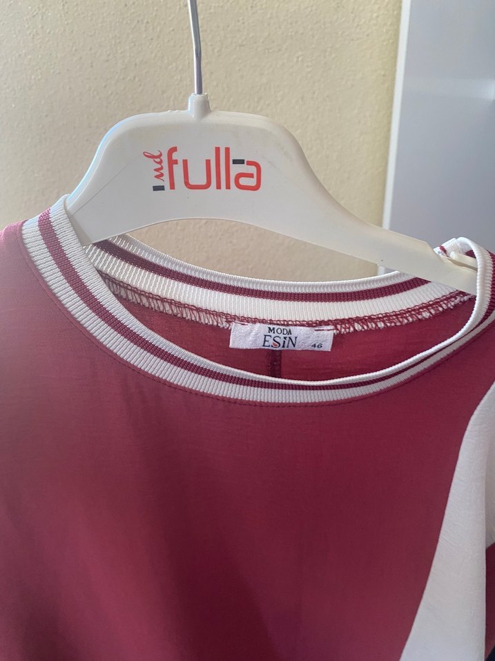 Vişne çürüğü renk Dökümlü ayrobin kumaş Uzun Kollu - Görsel 2