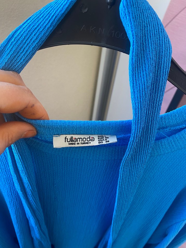 Fullamoda Mavi kemerli elbise - Görsel 2