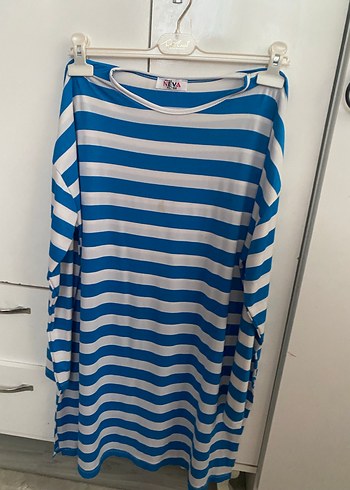 Mavi Çizgili  bluz tunik - Görsel 2