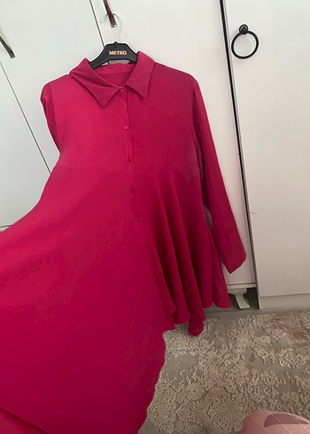 Pembe Saten Görünümlü Düğmeli Hamile Bluzu - Görsel 4