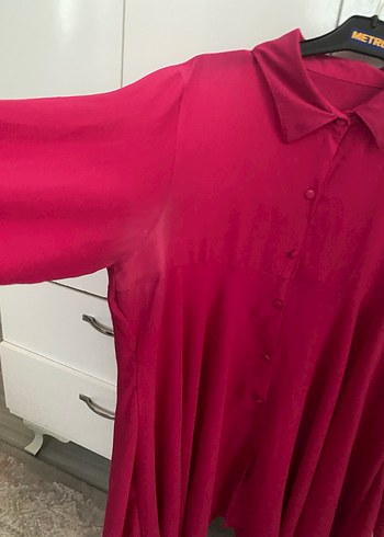 Pembe Saten Görünümlü Düğmeli Hamile Bluzu - Görsel 5