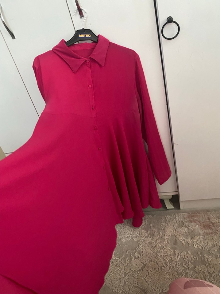 Pembe Saten Görünümlü Düğmeli Hamile Bluzu - Görsel 4