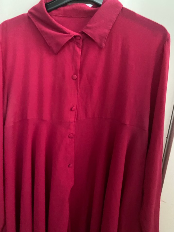 Pembe Saten Görünümlü Düğmeli Hamile Bluzu - Görsel 2