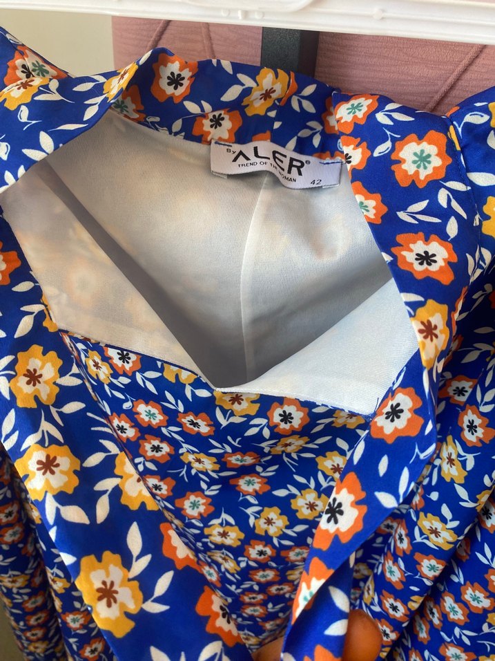 Mavi Çiçek Desenli Bohem - Görsel 2