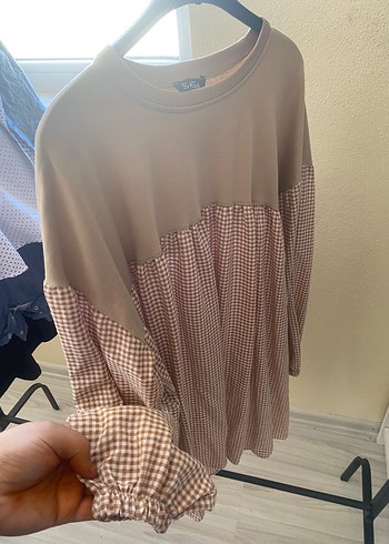 Bej Pilili Uzun Kollu Kadın Bluz - Görsel 2