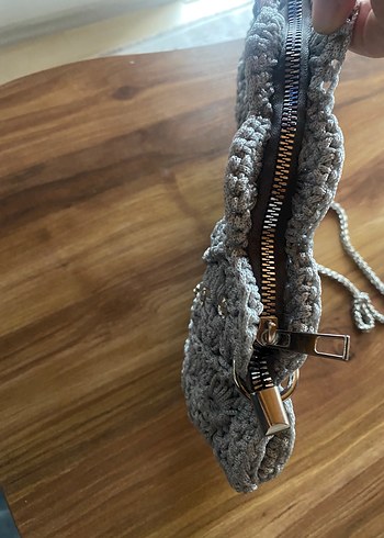 Mango Gri Örgü midye model Kadın Çanta