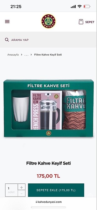Kahve Dünyası Filtre Kahve Keyif Seti