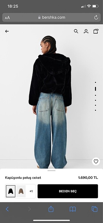 Bershka Bershka Kapüşonlu Peluş Ceket