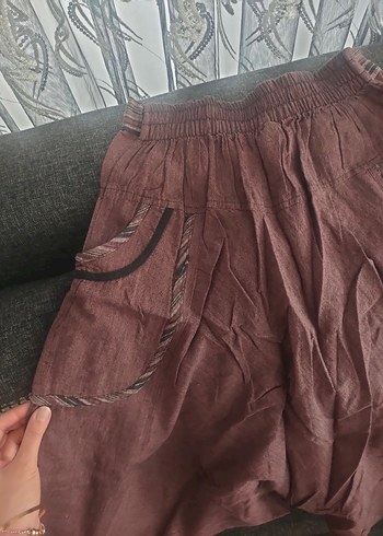 l Beden Düğmeli Bohem Tarzı Kadın Şalvar Pantolon