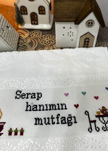 Nakışlı Bohem Tarzı Beyaz Mutfak Havlusu - Görsel 6