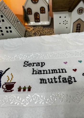 Nakışlı Bohem Tarzı Beyaz Mutfak Havlusu - Görsel 5