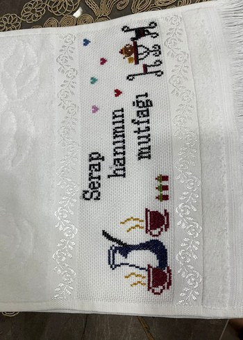 Nakışlı Bohem Tarzı Beyaz Mutfak Havlusu - Görsel 8