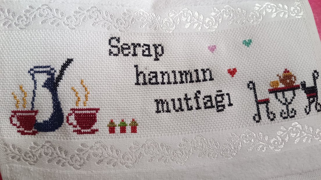 Nakışlı Bohem Tarzı Beyaz Mutfak Havlusu - Görsel 2