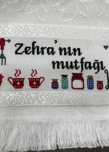 Nakışlı Bohem Tarzı Beyaz Mutfak Havlusu - Görsel 4