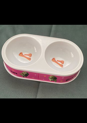  İki Bölmeli Pembe Köpek Mama ve Su Kabı