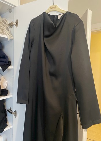 Touche Siyah saten elbise - Görsel 2