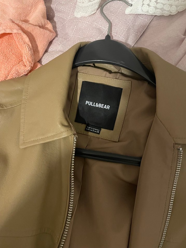 Pull and bearAçık kahve deri ceket - Görsel 2