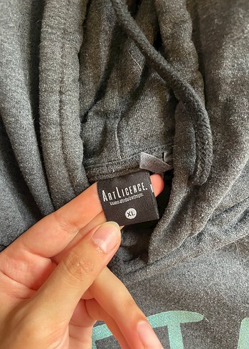 Koton Gri Kapüşonlu Baskılı Örgü Sweatshirt