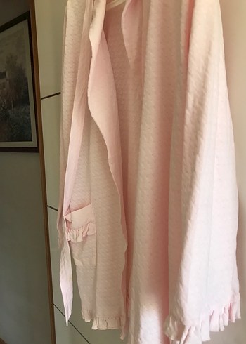 m Beden pembe Renk Pembe Midi Uzun Kollu Lohusa sabahlık