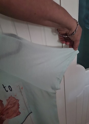 l Beden Turkuaz Baskılı Kısa Kollu Tişört