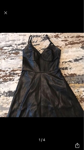 siyah deri mini elbise