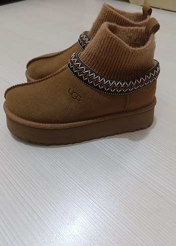 Kahverengi Kadın Süet Örgü Dolgu Topuk ayakkabı orjinal UGG - Görsel 2