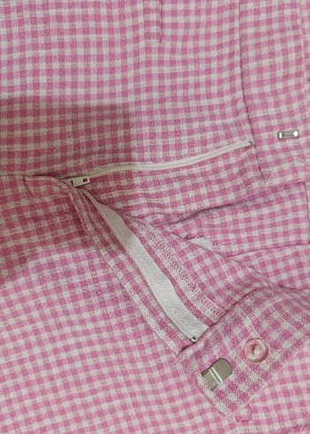 Pembe Pilili Kadın Kumaş Pantolon - Görsel 3