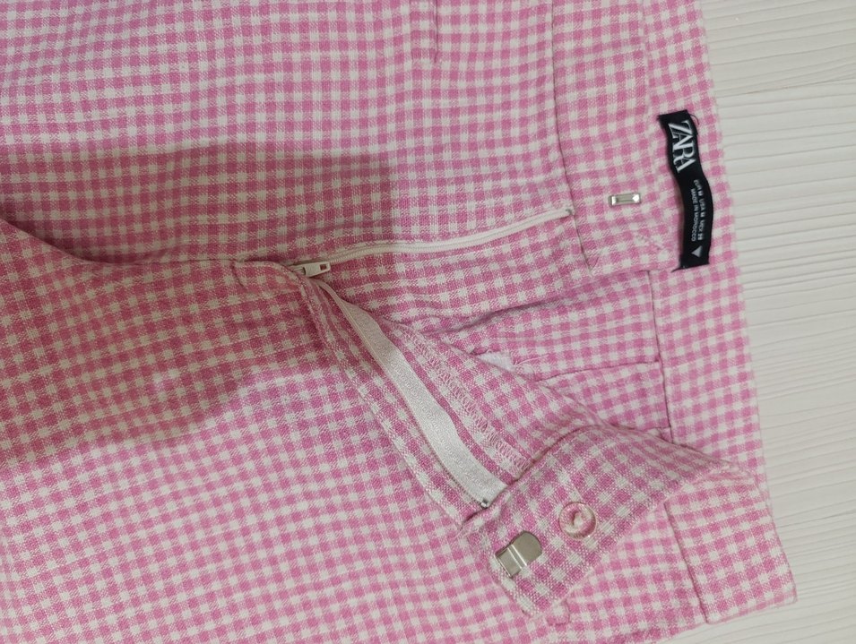 Pembe Pilili Kadın Kumaş Pantolon - Görsel 3