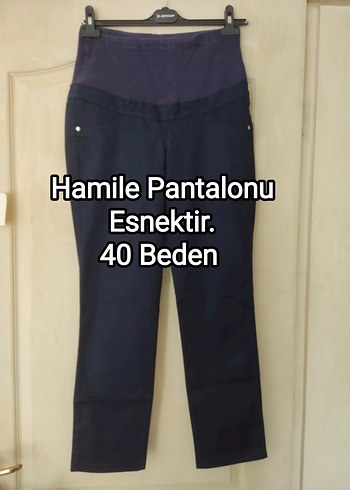 Esnek Koyu Mavi Hamile Kot Pantolon 40 Beden
