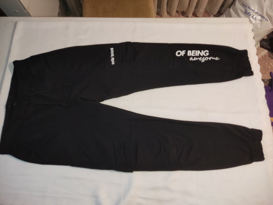 Erkek Siyah Baskılı Rahat Kesim Pantolon - Görsel 3