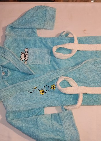 Nakışlı Mavi Erkek Çocuk Bornozu - Görsel 5